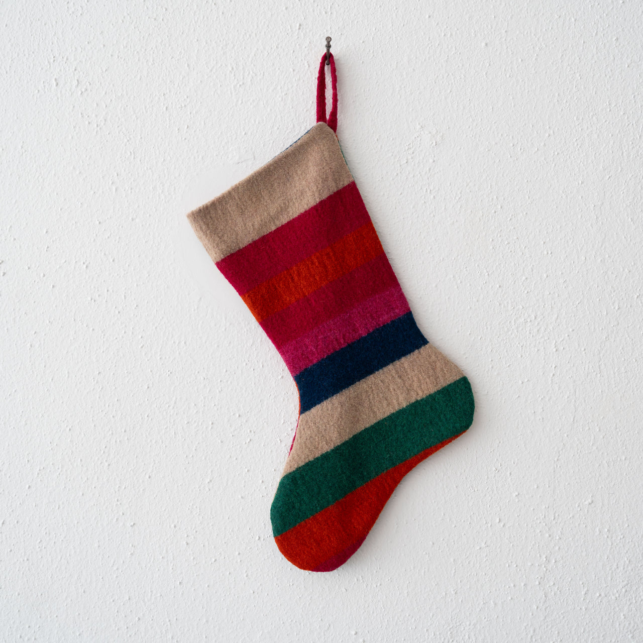 Garza Marfa Felted Wool Stocking: Indigo Stripe #5