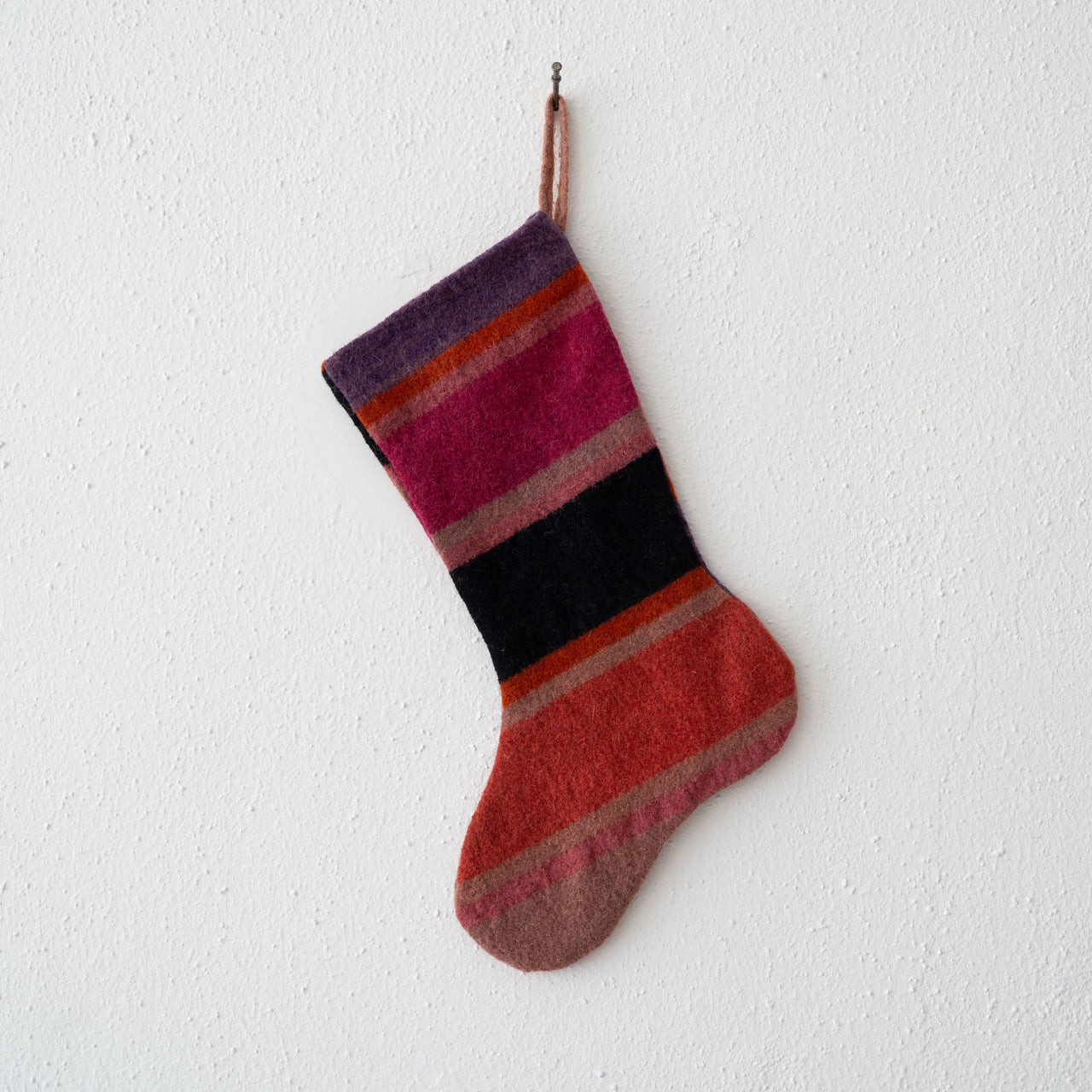 Garza Marfa Felted Wool Stocking: Purple Stripe #4