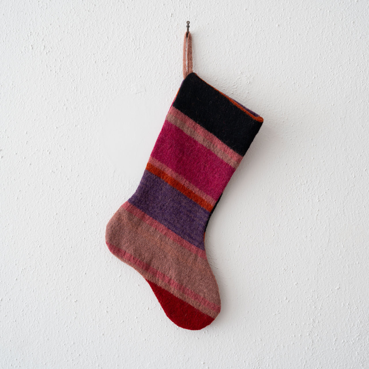 Garza Marfa Felted Wool Stocking: Purple Stripe #4