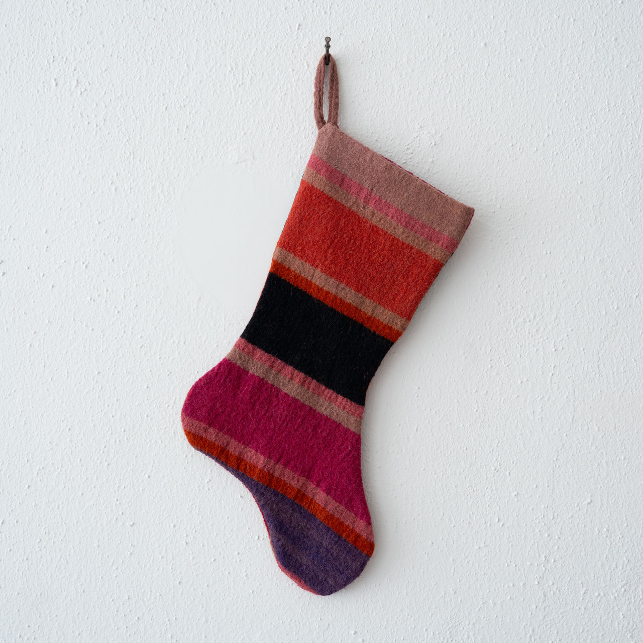 Garza Marfa Felted Wool Stocking: Purple Stripe #5