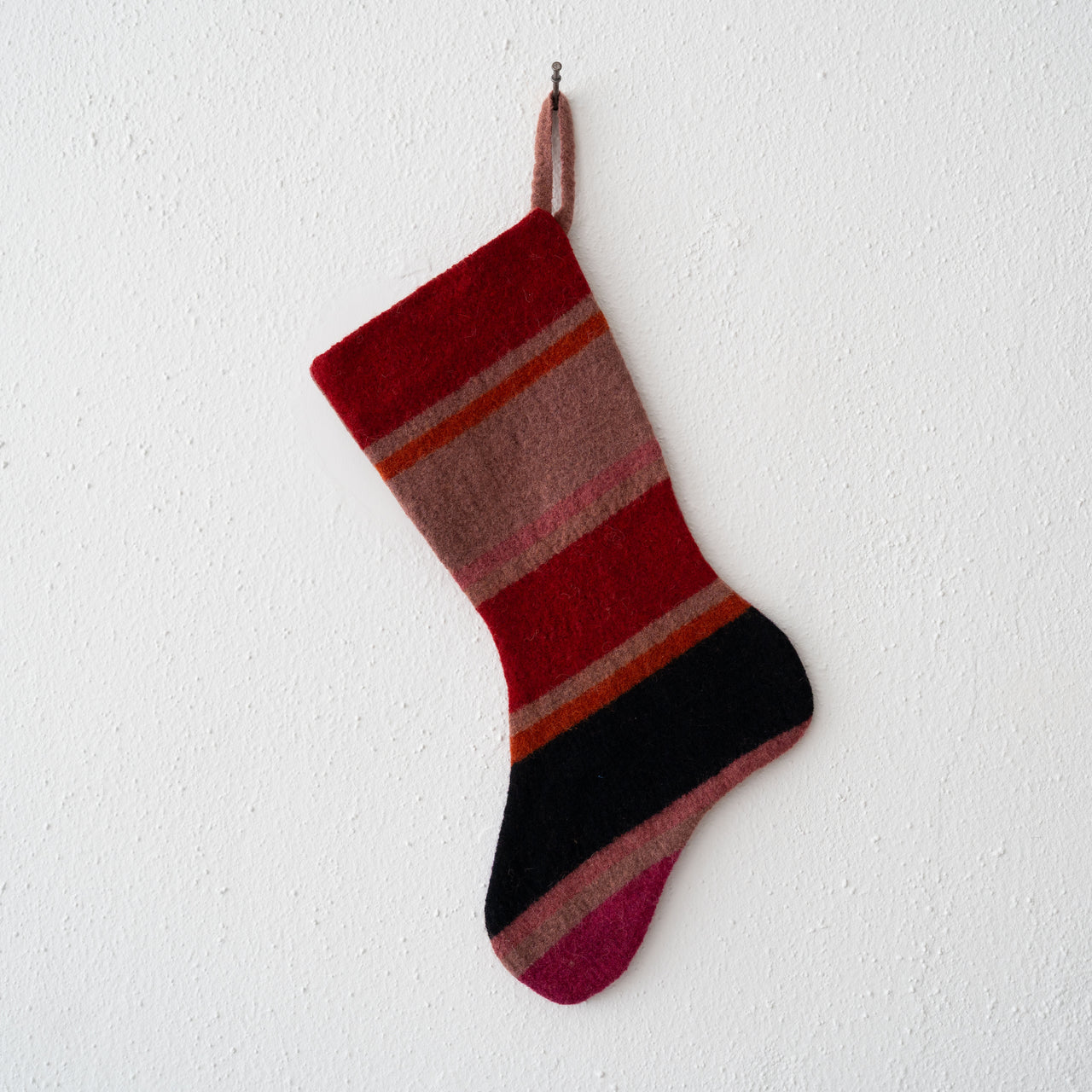Garza Marfa Felted Wool Stocking: Purple Stripe #6