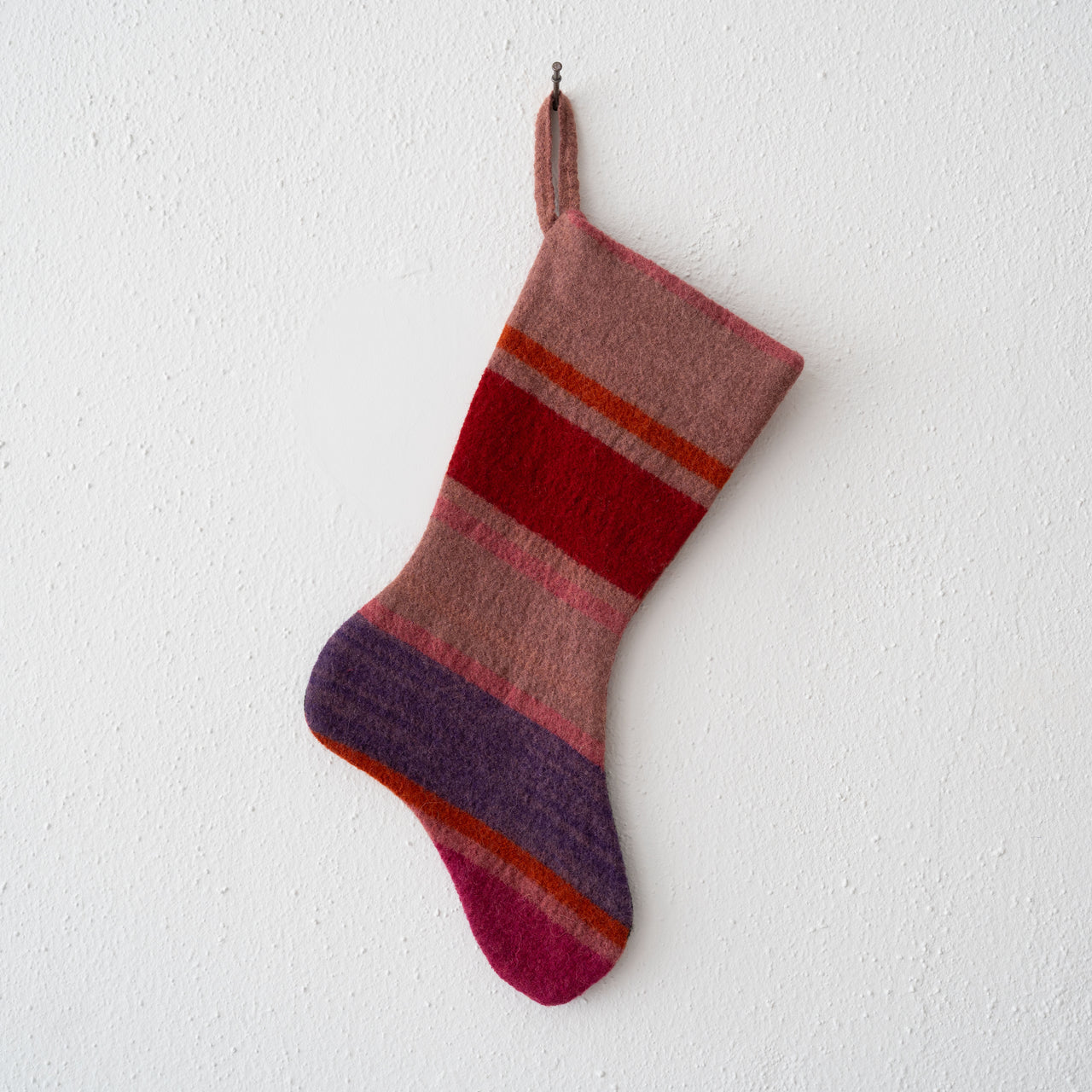 Garza Marfa Felted Wool Stocking: Purple Stripe #6