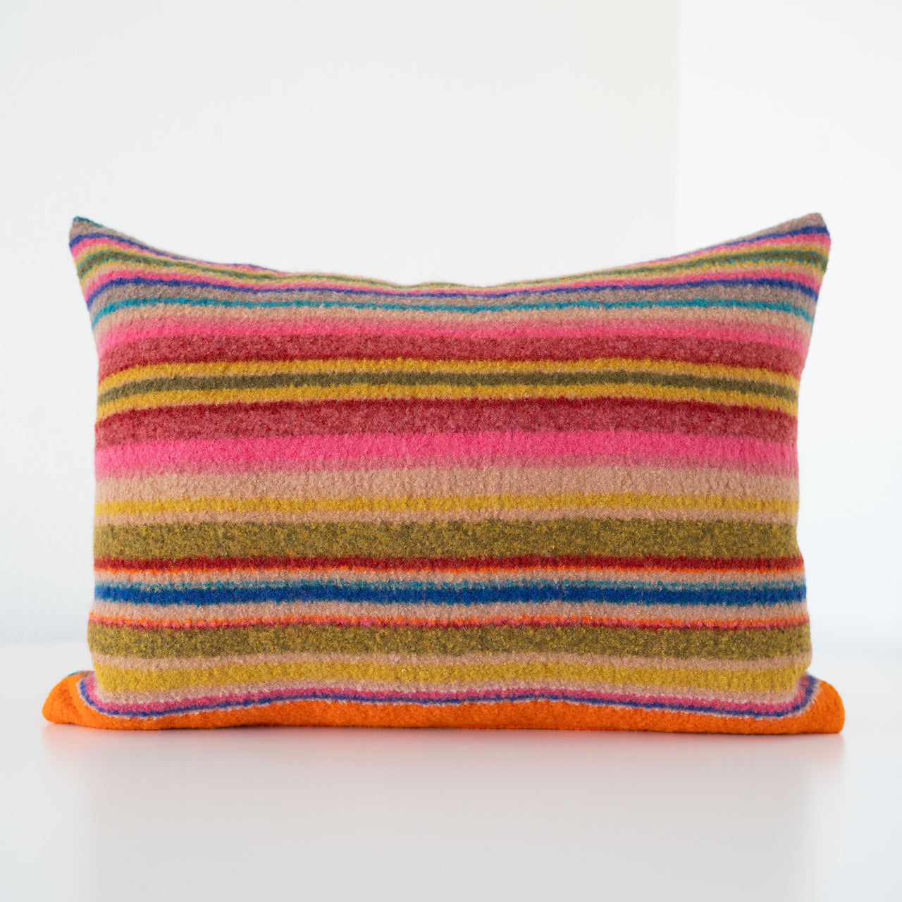 Garza Marfa Felted Wool 14" x 20" Bolster Pillow - Orange 1