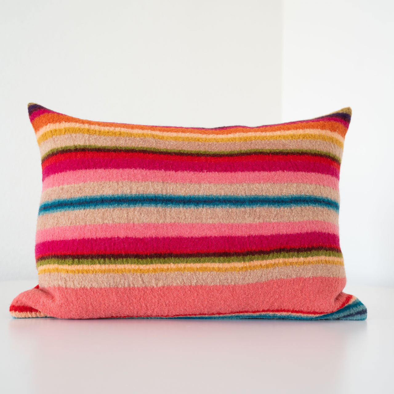 Garza Marfa Felted Wool 14" x 20" Bolster Pillow - Red 1