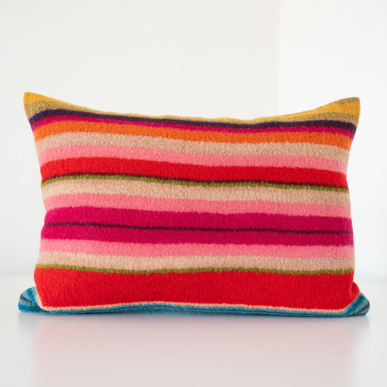 Garza Marfa Felted Wool 14" x 20" Bolster Pillow - Red 1