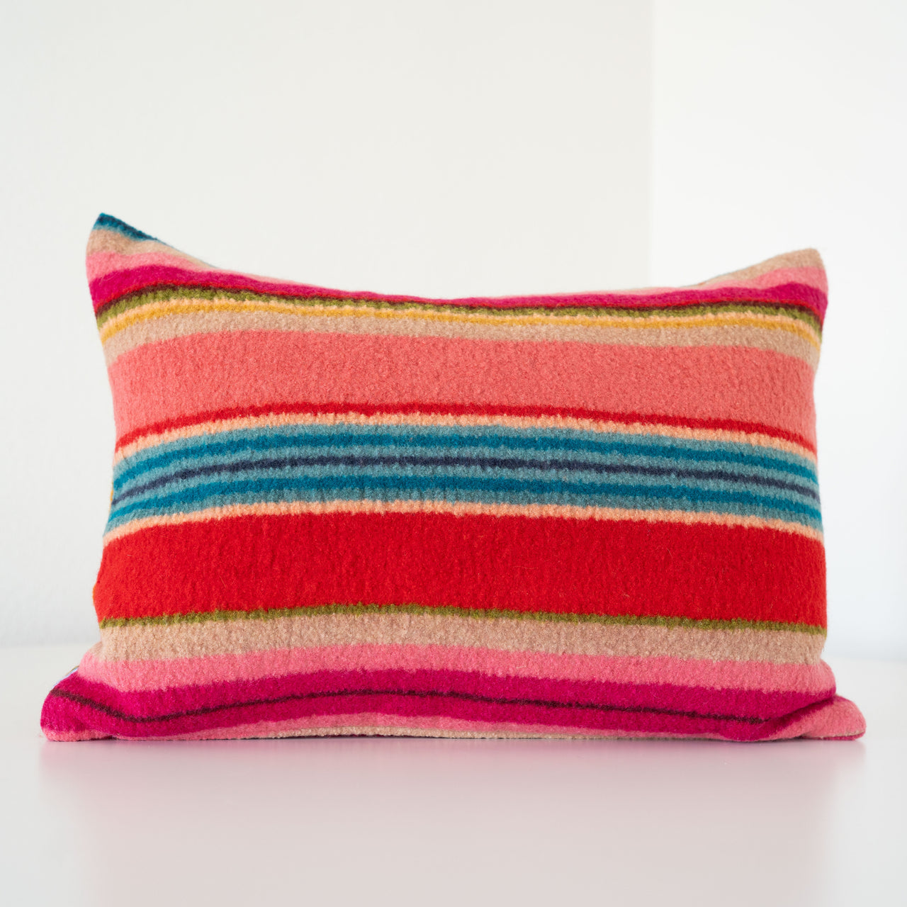 Garza Marfa Felted Wool 14" x 20" Bolster Pillow - Red 2