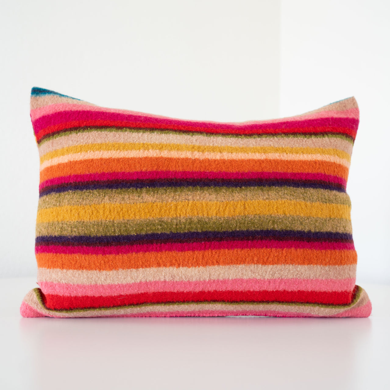 Garza Marfa Felted Wool 14" x 20" Bolster Pillow - Red 2