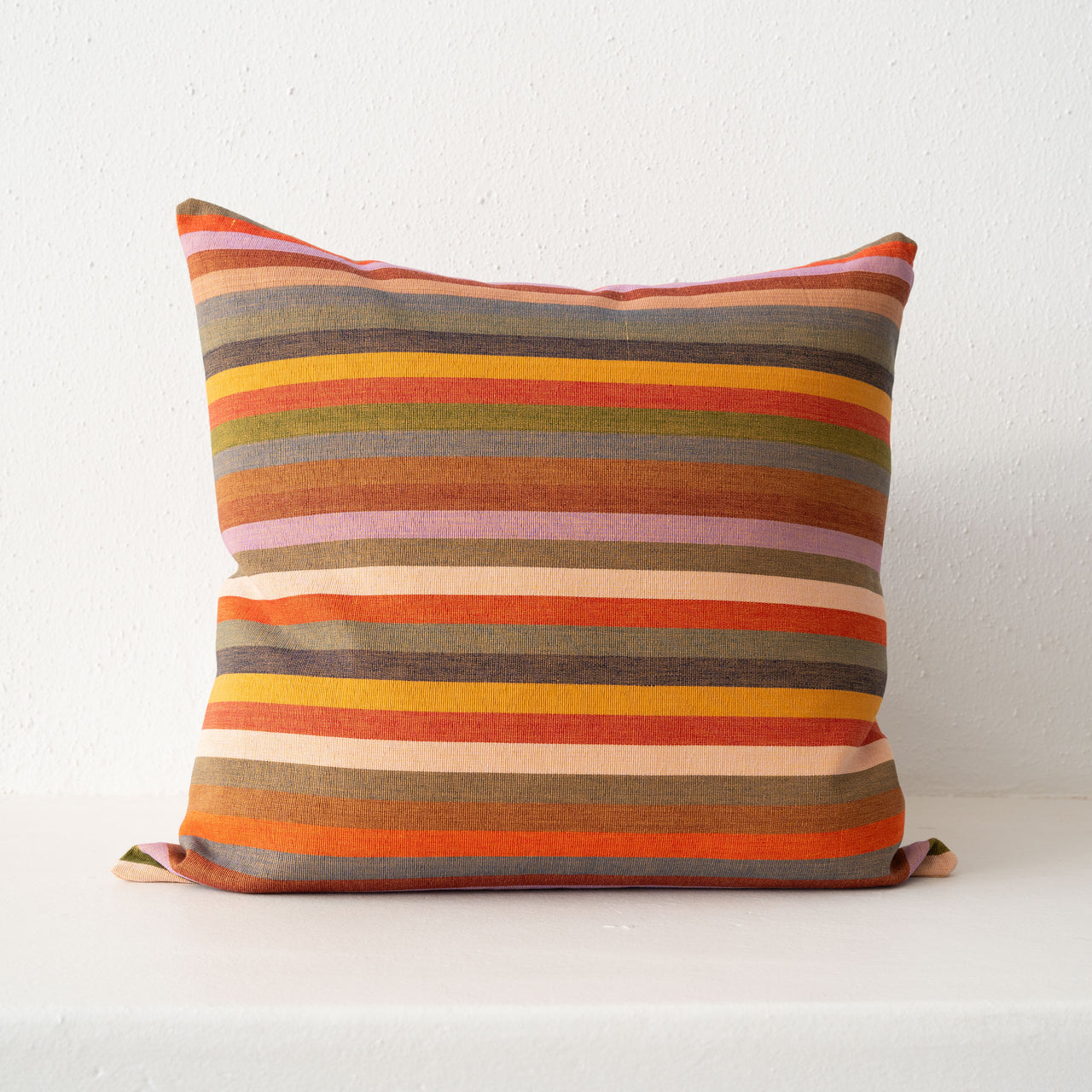 Garza Marfa Cotton 24" x 24" Pillow: Ochre Stripe