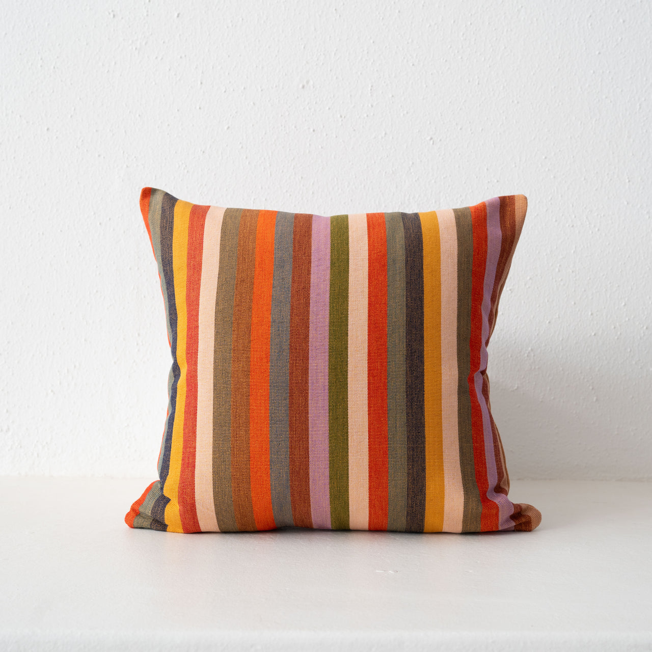 Garza Marfa Cotton 18" x 18" Pillow: Ochre Stripe
