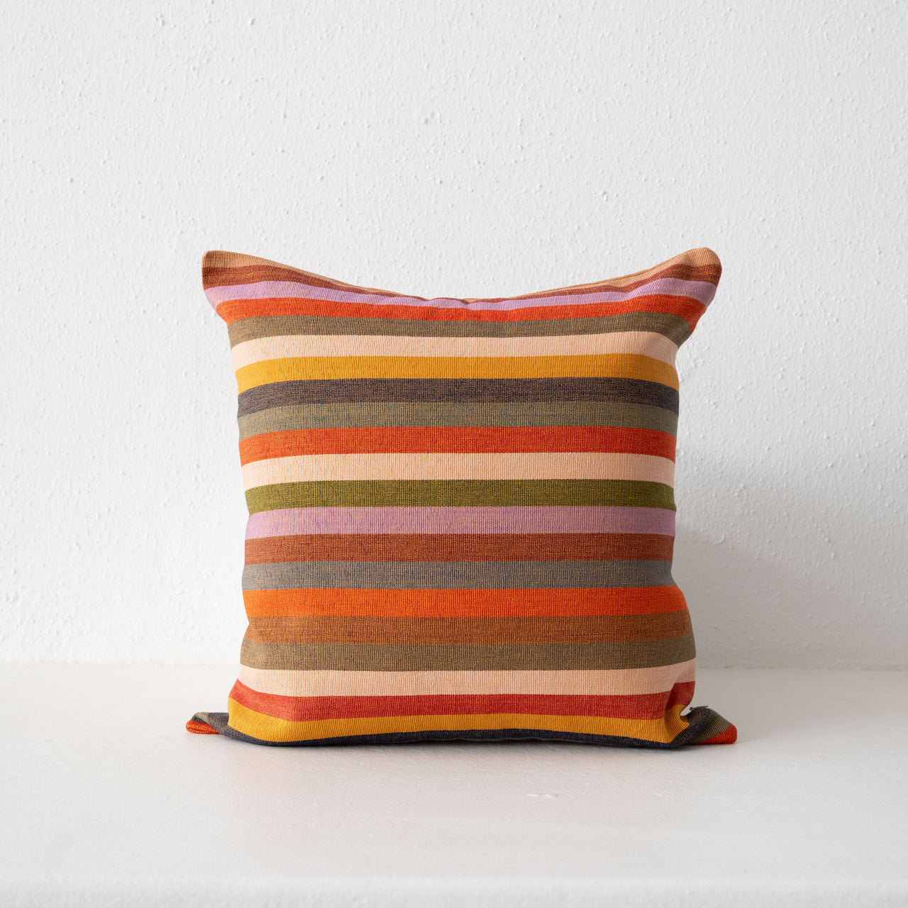 Garza Marfa Cotton 18" x 18" Pillow: Ochre Stripe