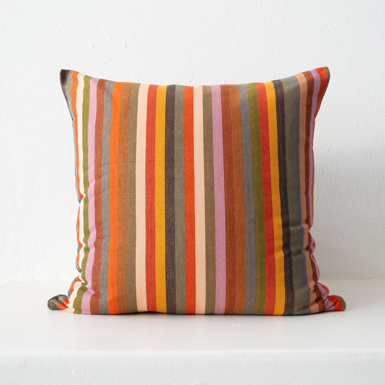 Garza Marfa Cotton 26" x 26" Pillow: Ochre Stripe
