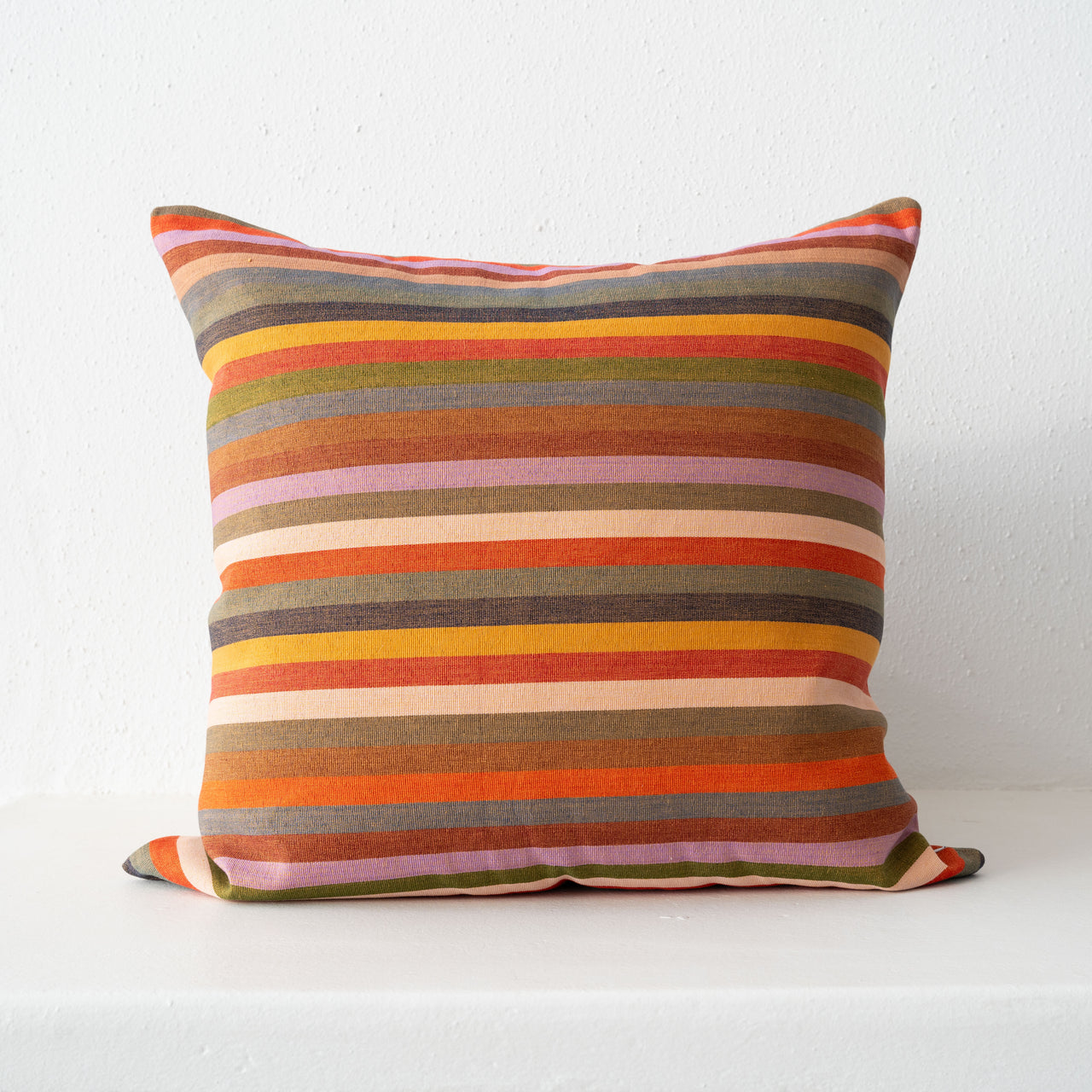 Garza Marfa Cotton 26" x 26" Pillow: Ochre Stripe