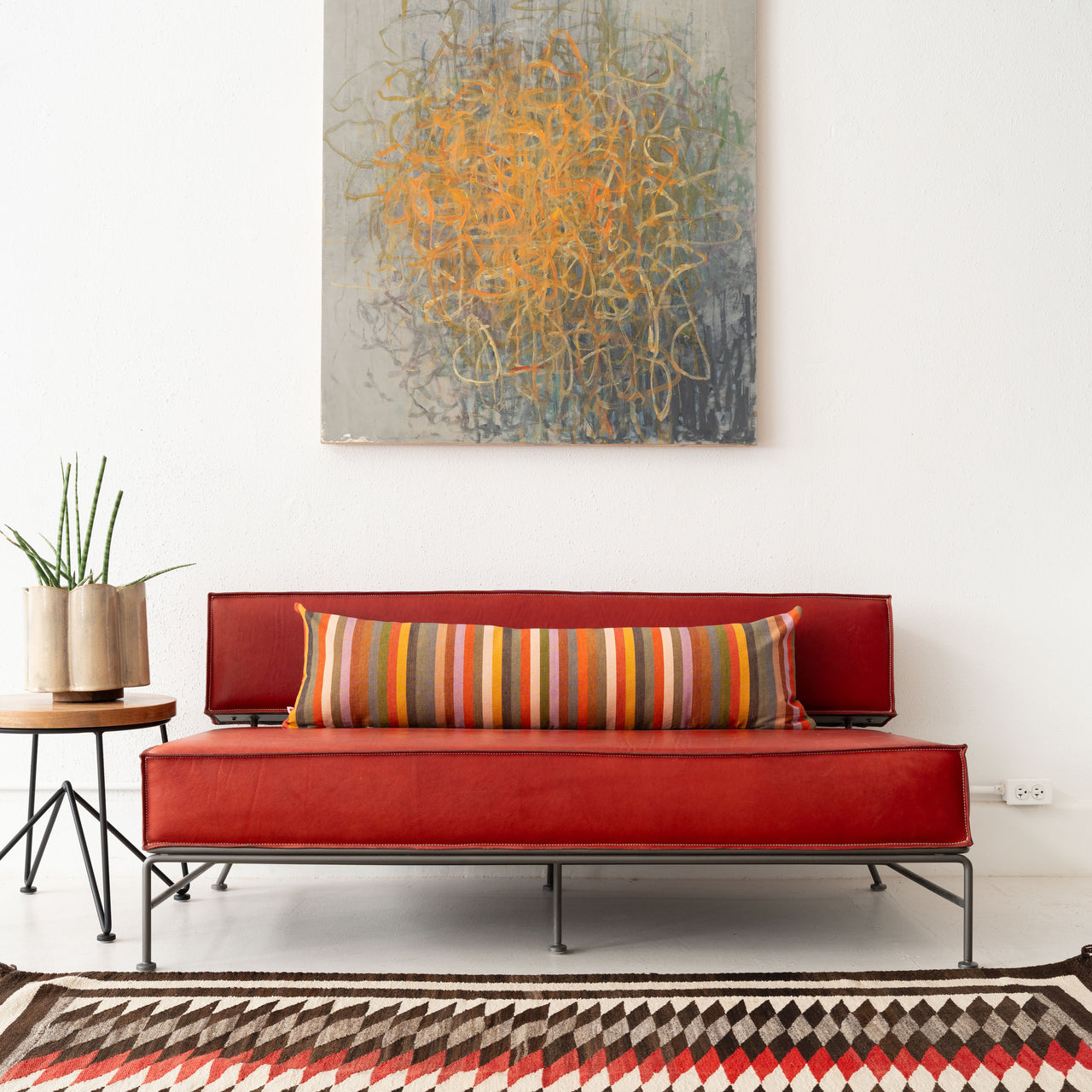 Garza Marfa Cotton 14" x 45" Bolster: Ochre Stripe