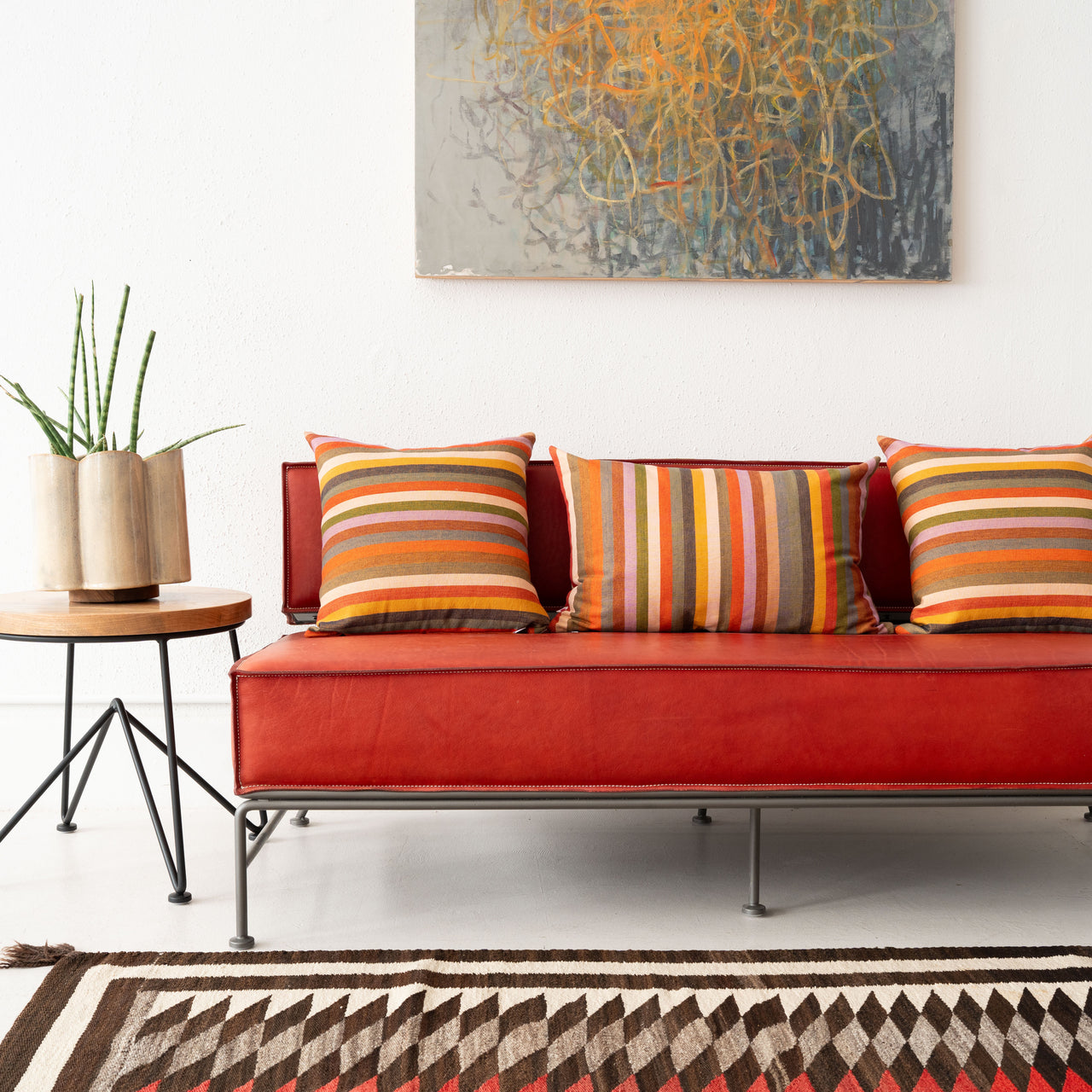 Garza Marfa Cotton 16" x 24" Bolster: Ochre Stripe