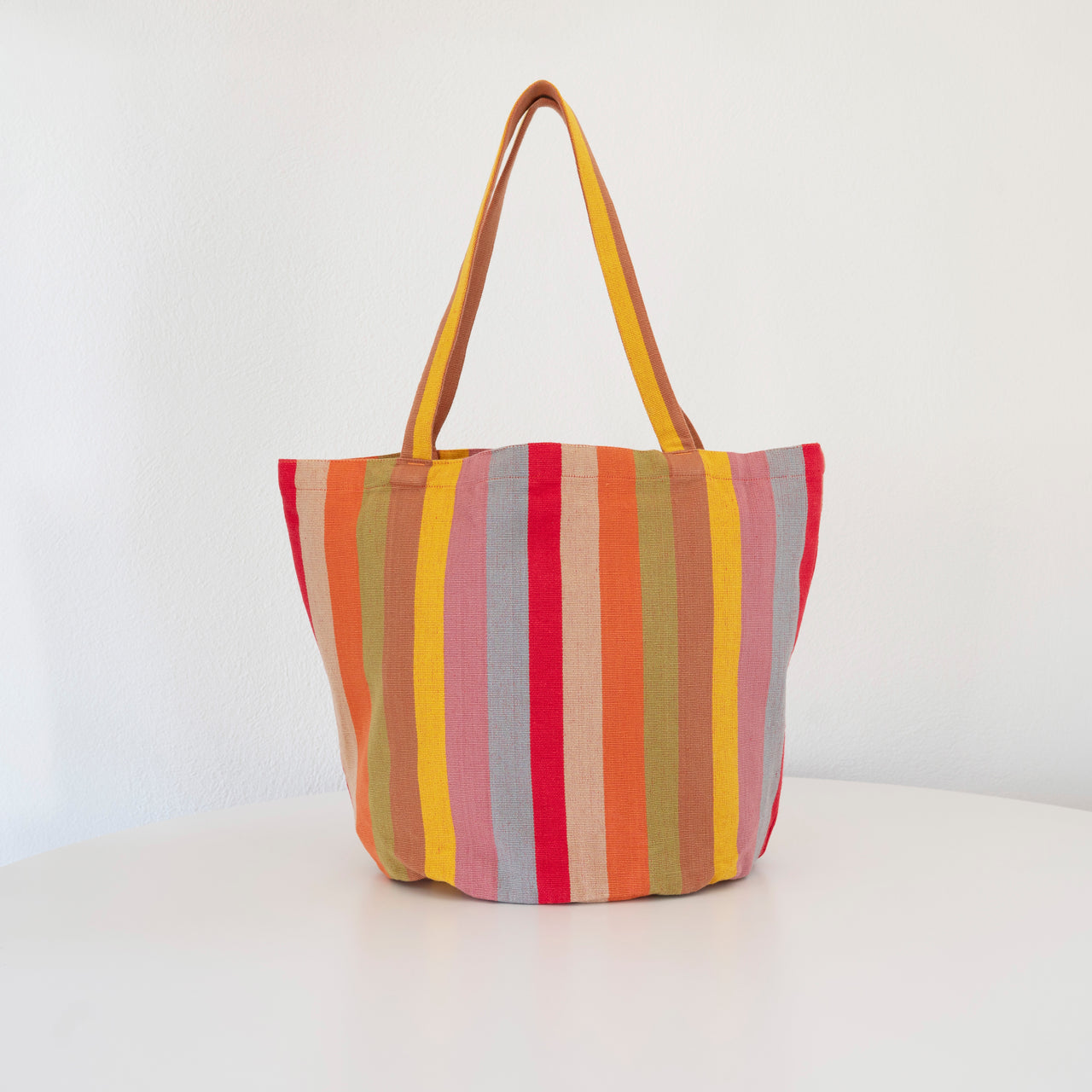 Garza Marfa Cotton Canvas Tote: Mauve Stripe