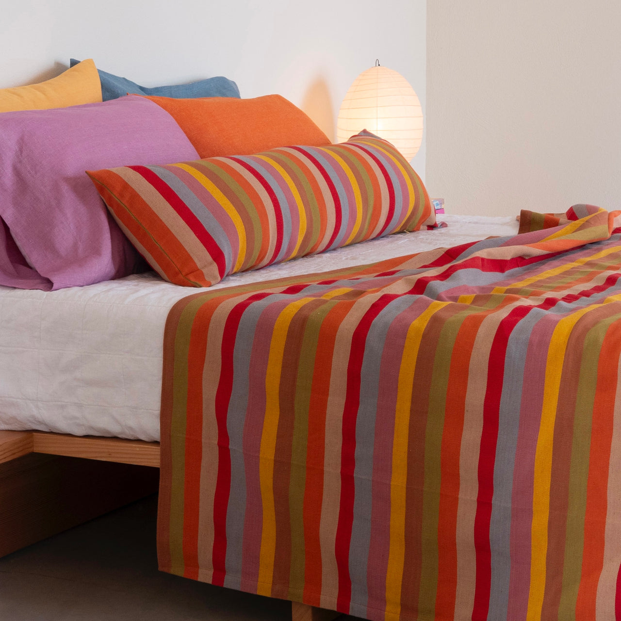 Mauve Stripe Cotton Throw