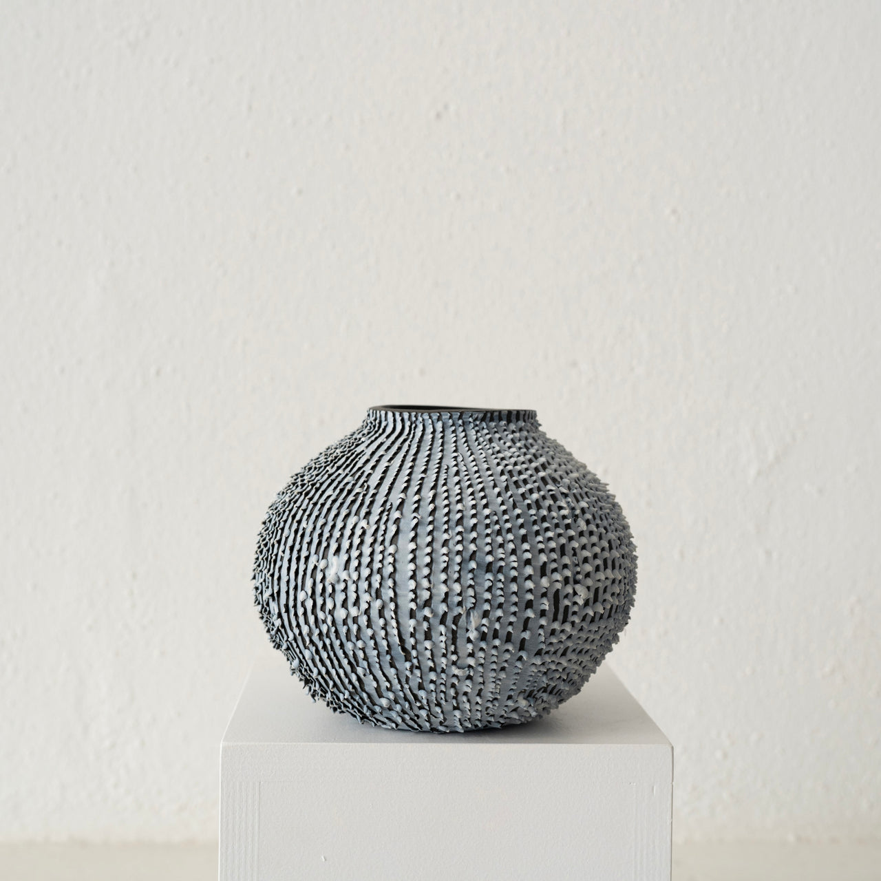 Cait Reas Textured Round Vase: Black + Grey