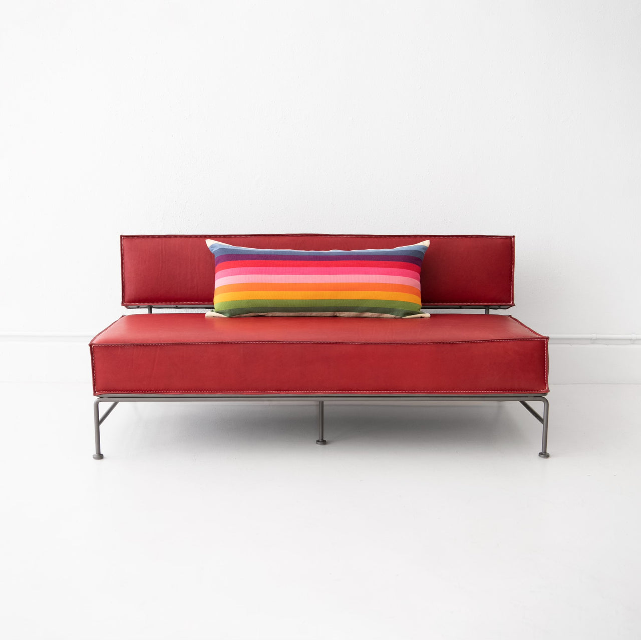 Garza Marfa Stripe Bolster Pillow - 14" x 34": Spectrum Pink