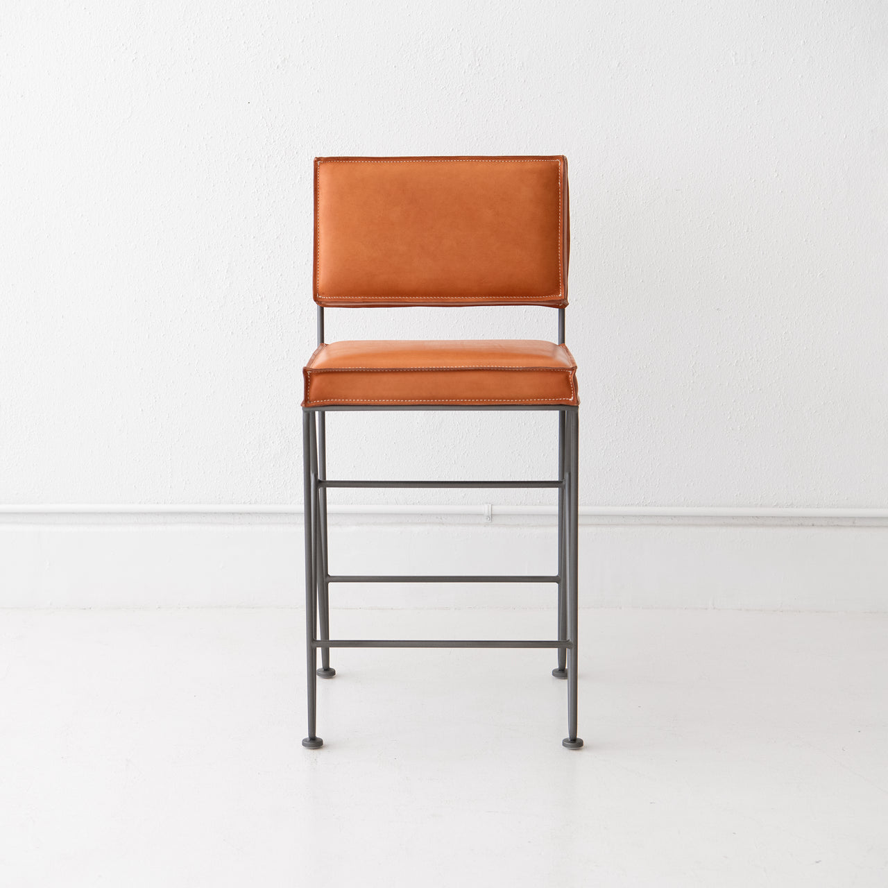 Upholstered Saddle Leather Counter Height Barstool