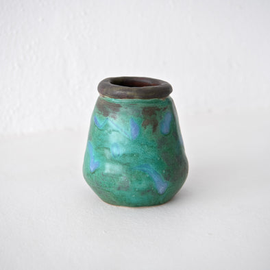 J Hoffman Ceramics Stoneware Vase- Green and Blue