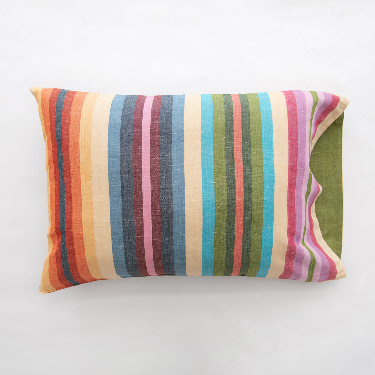 Garza Marfa Linen + Cotton Rainbow Stripe Pillowcase
