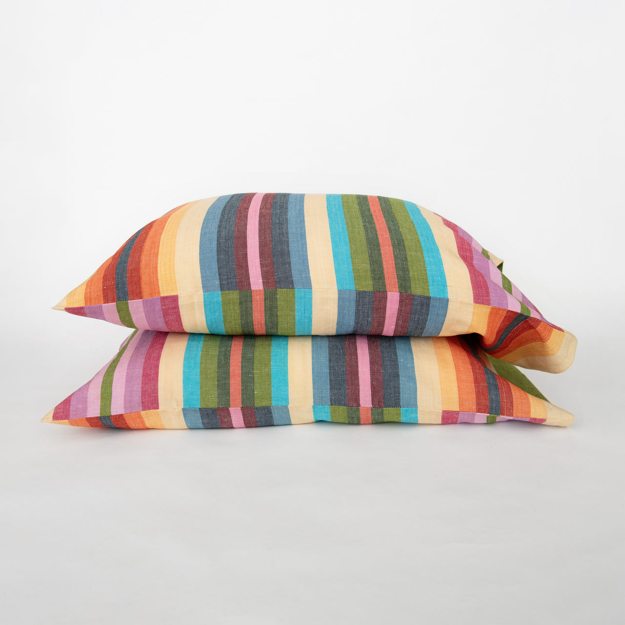 Garza Marfa Linen + Cotton Rainbow Stripe Pillowcase