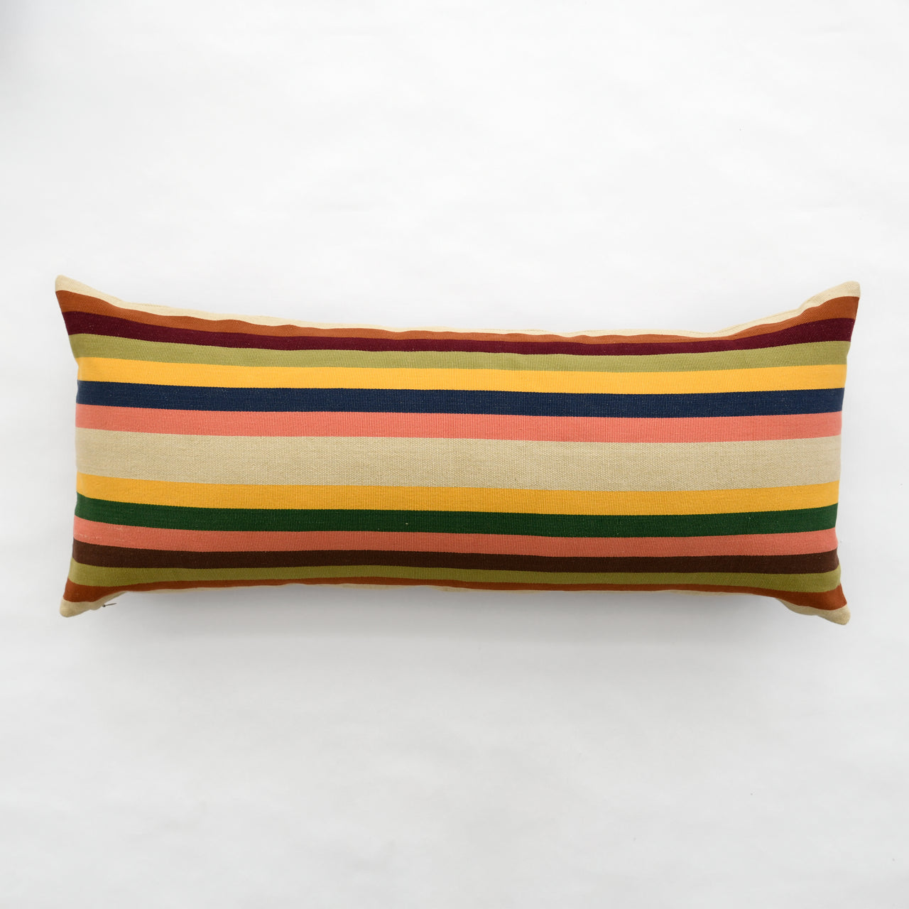 Garza Marfa Cotton Canvas 14" x 34" Bolster: Earth Stripe