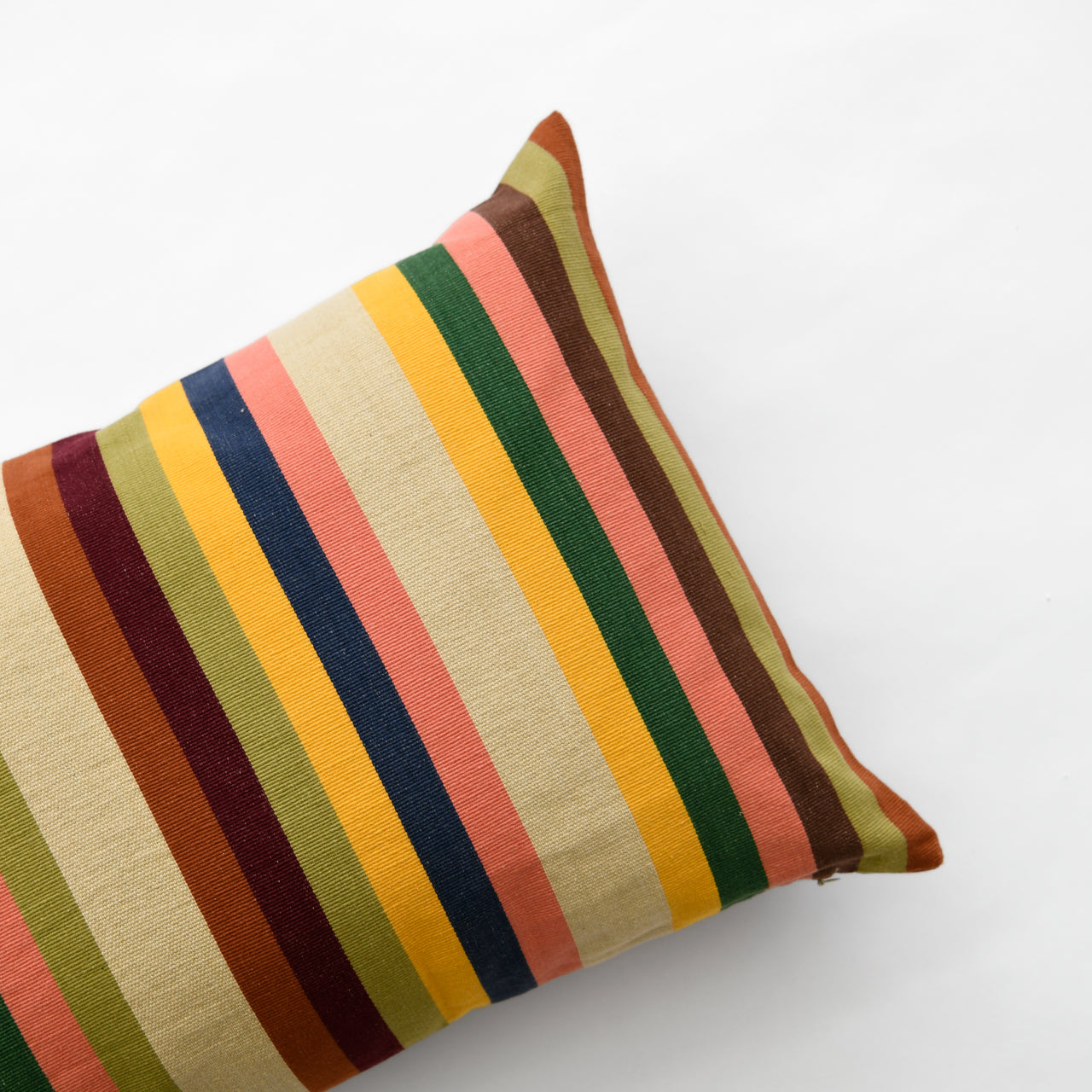 Garza Marfa Cotton Bolster Pillow 16" x 26": Earth Stripe