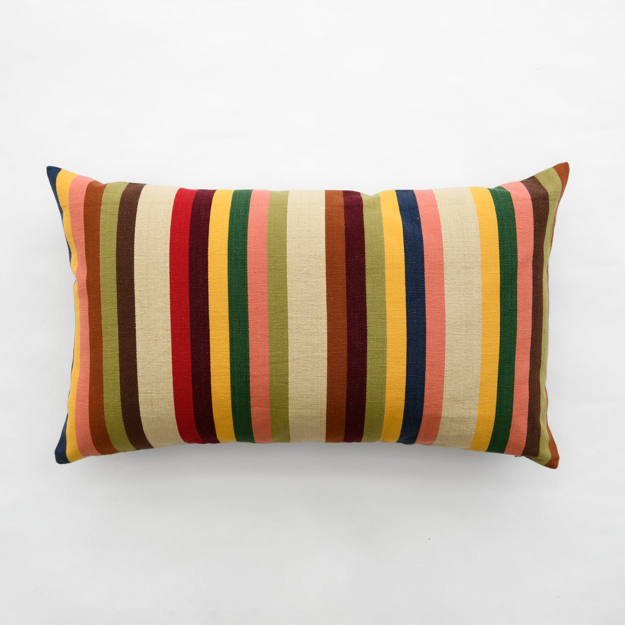 Garza Marfa Cotton Bolster Pillow 16" x 26": Earth Stripe