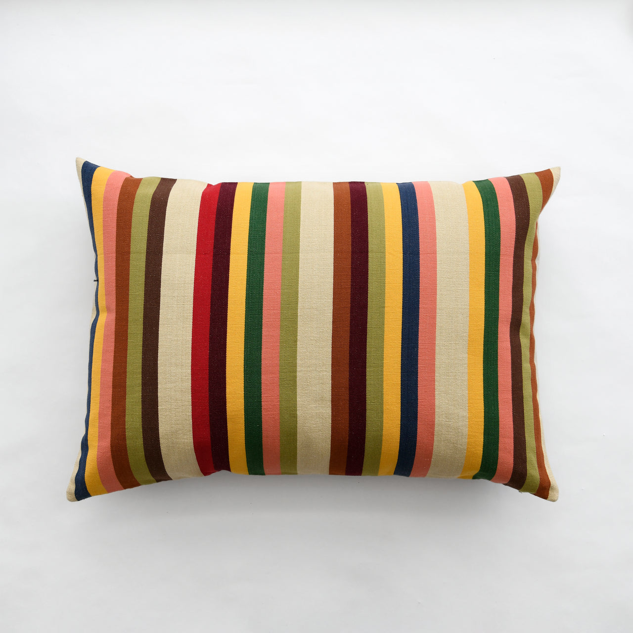 Garza Marfa Cotton Bolster Pillow 20"x 28": Earth Stripe