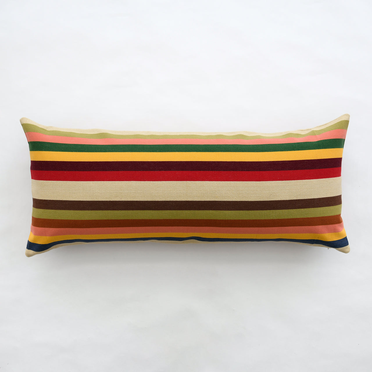 Garza Marfa Cotton Canvas 14" x 34" Bolster: Earth Stripe