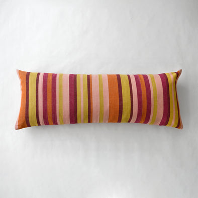 Burgundy Rosa Linen Cotton Stripe Pillow - 18" x 48" Bolster