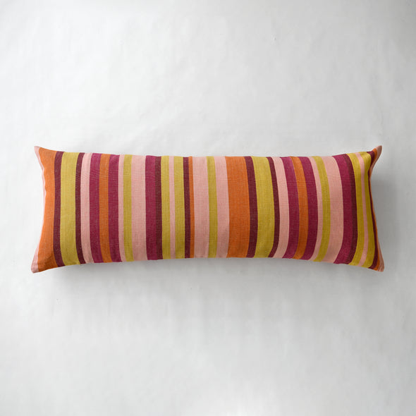 Burgundy Rosa Cotton Stripe Pillow - 18"x48" Bolster