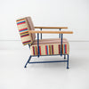 Upholstered Boxy Armchair - Cranberry Stripe