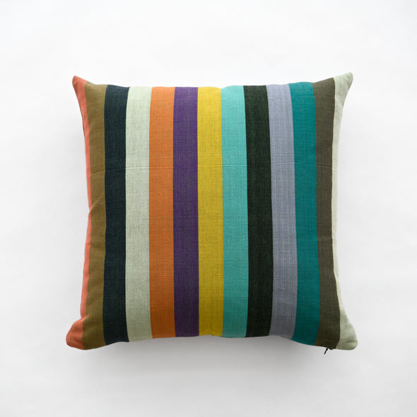 Forest Stripe Square Cotton Pillow 18"x 18"