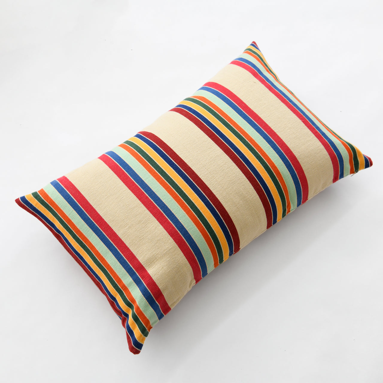 Garza Marfa Cotton Pillow - 16" x 26" Bolster: Cranberry Stripe