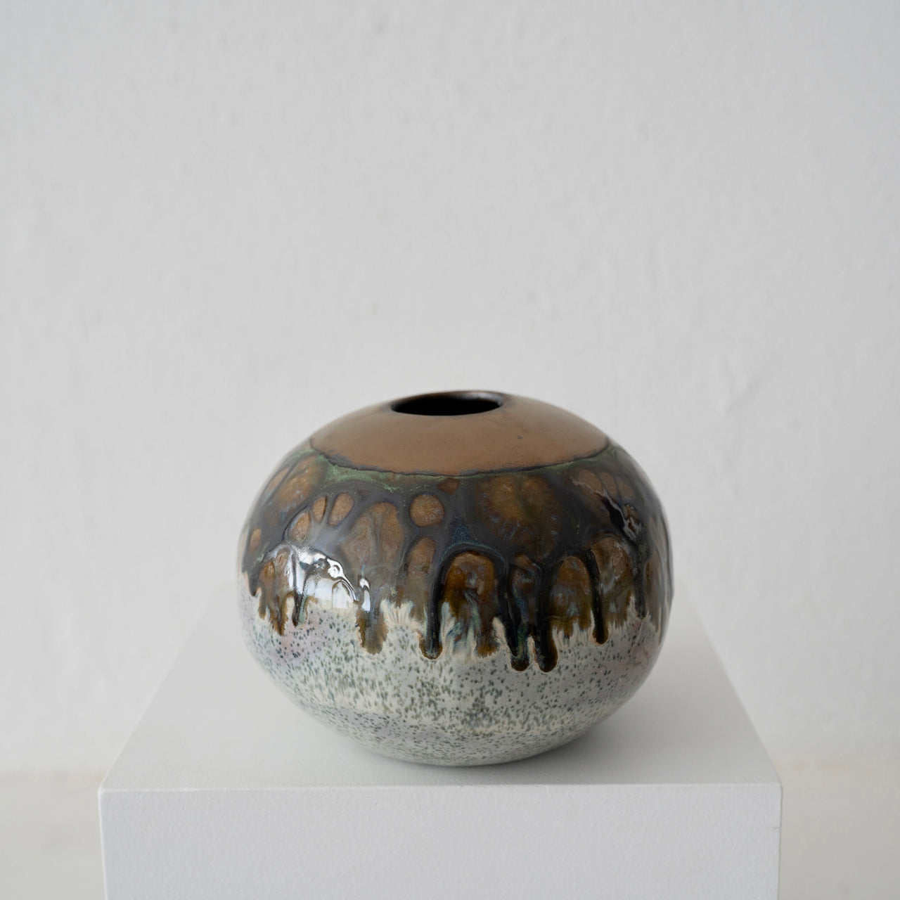 Jo Ann Williams Orb Vase; Gold, Gunmetal and Sand