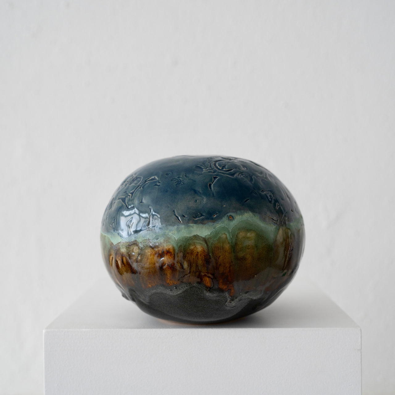 Jo Ann Williams Orb Vase: Blue, Teal and Sand