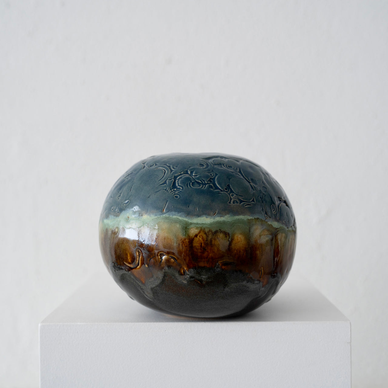Jo Ann Williams Orb Vase: Blue, Teal and Sand