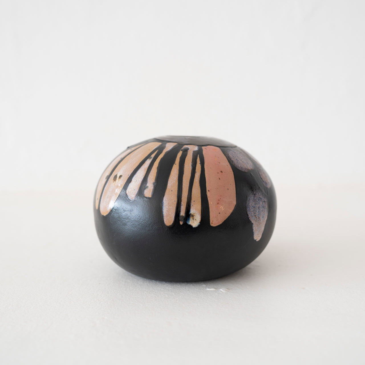 Jo Ann Williams Orb Vase: Black, Pink and Purple