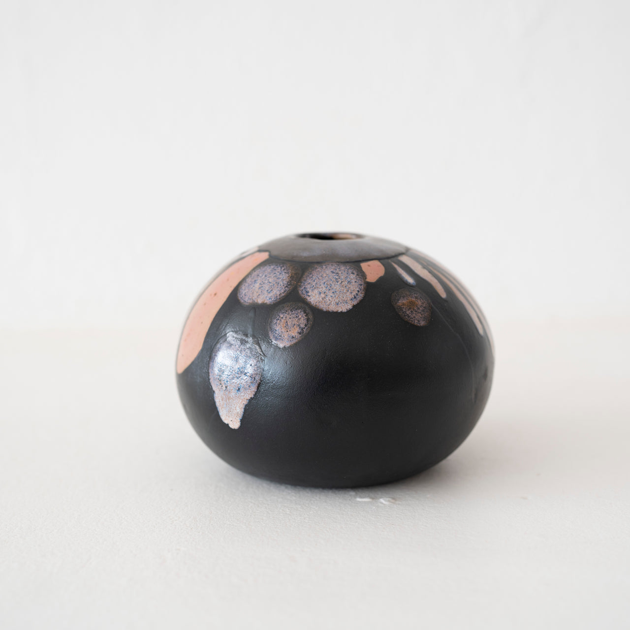 Jo Ann Williams Orb Vase: Black, Pink and Purple