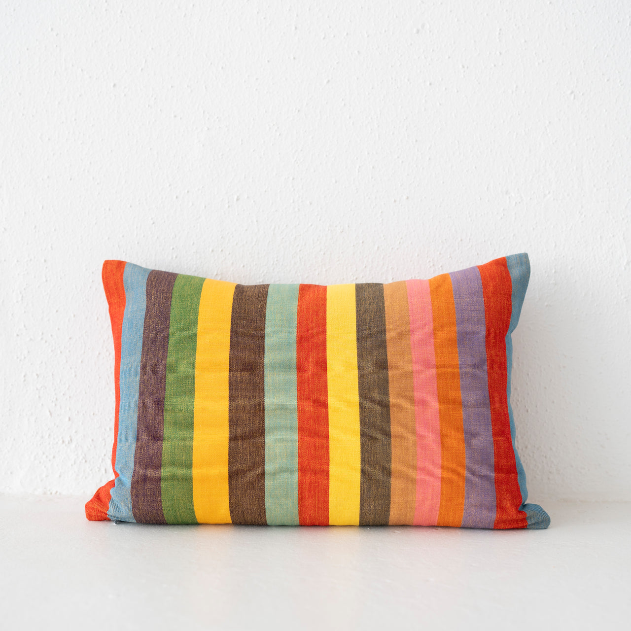 Garza Marfa Cotton Bolster Pillow - 14" x 20": Fiesta Stripe