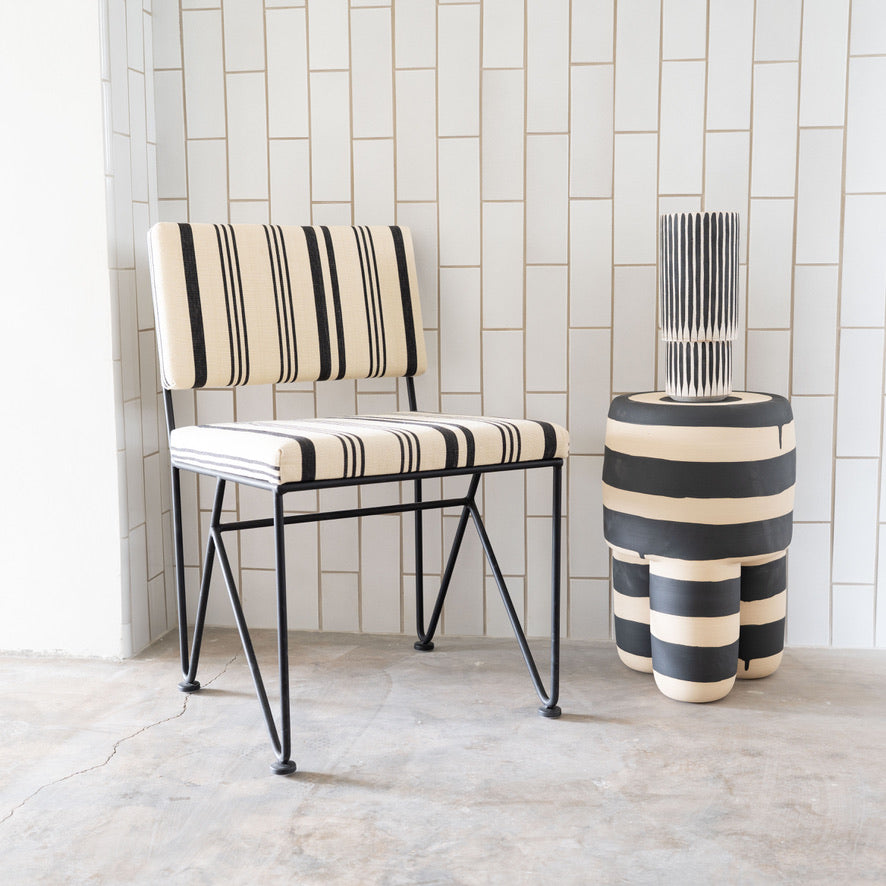 MQuan Studio Tall Vessel / Vase: Black Stripes