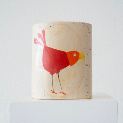 Jo Ann Williams Painted Bird Vase: Red