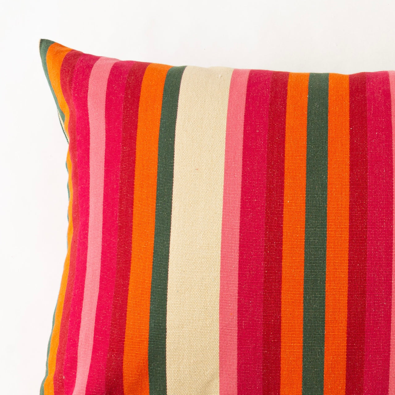 Garza Marfa Cotton Canvas 22" x 36" Bolster: Olive + Rosa Stripe