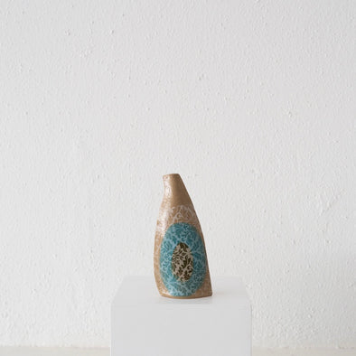 Jo Ann Williams Flat Transfer Bottle / Vase: Tan, Olive + Teal