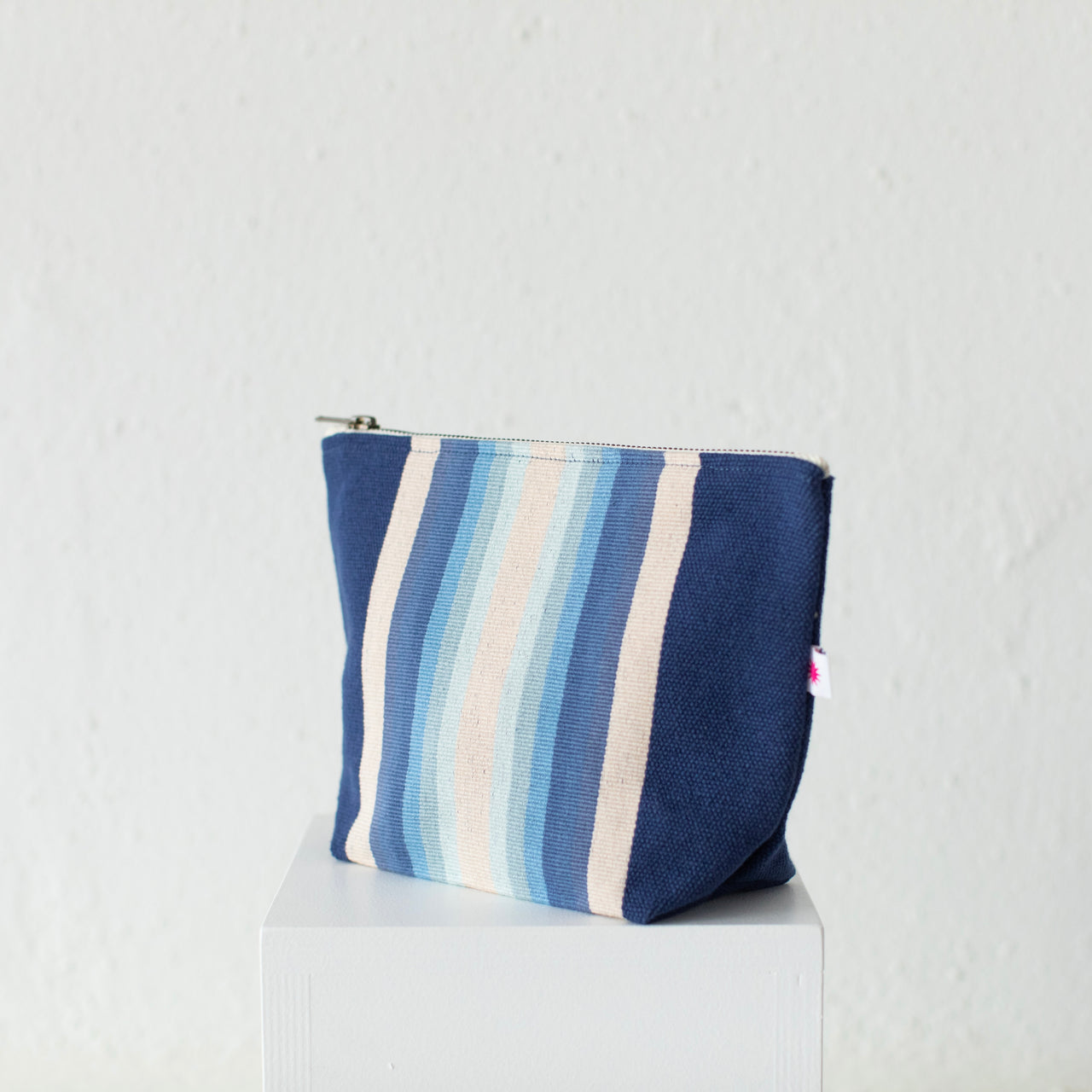 Garza Marfa Cotton Canvas Pouch: Indigo Ombre Stripe