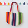 Garza Marfa Rainbow Stripe Cotton Tote Bag: Green. Blue. Orange.