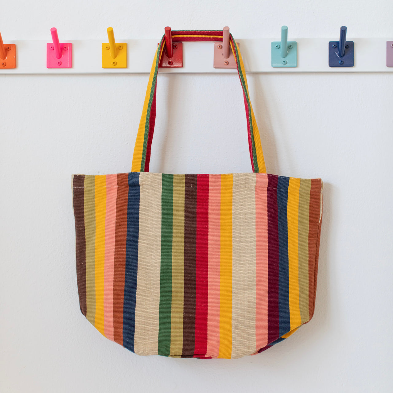 Garza Marfa Cotton Canvas Tote: Earth Stripe