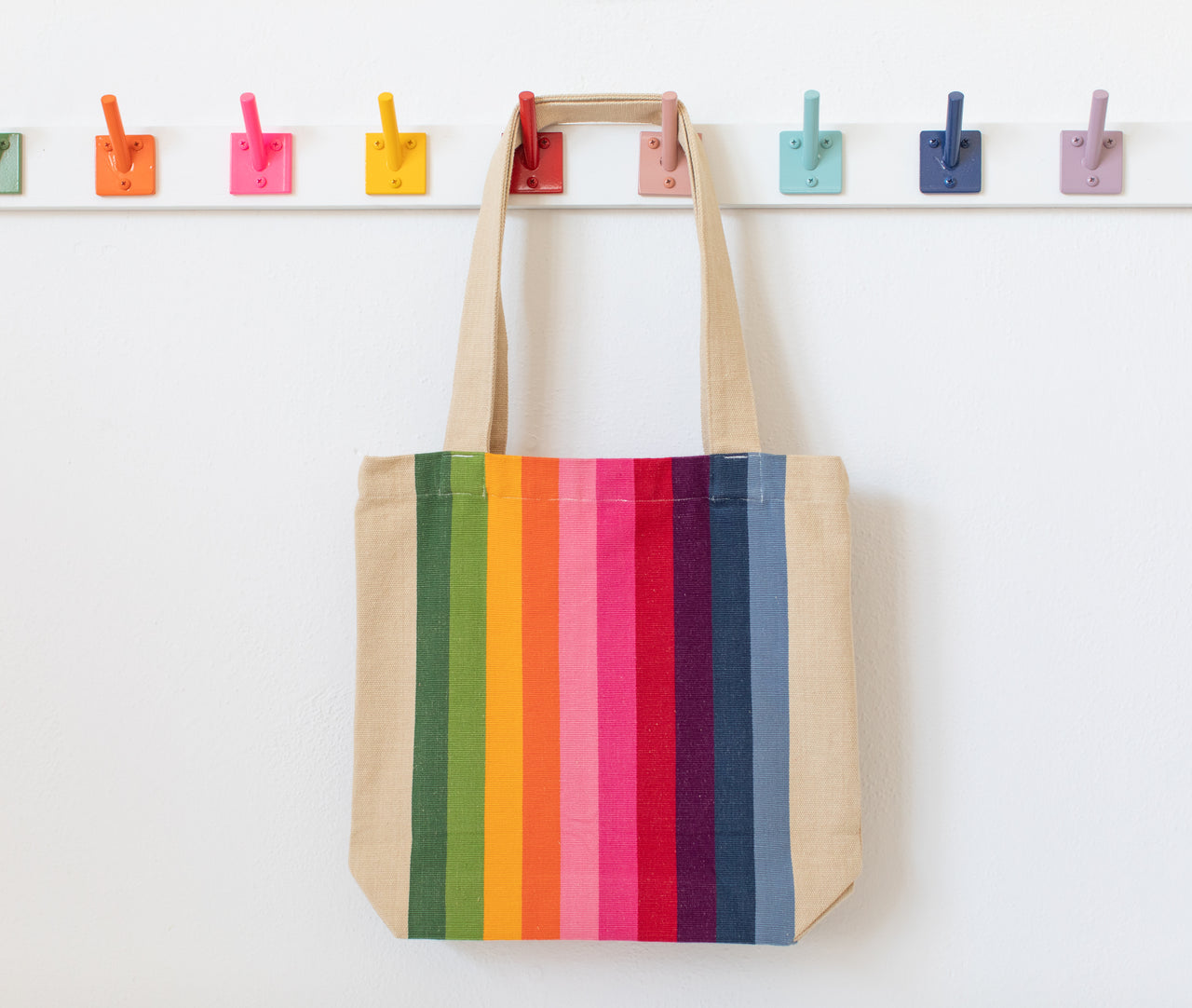 Garza Marfa Cotton Canvas Tote: Pink Spectrum Stripe